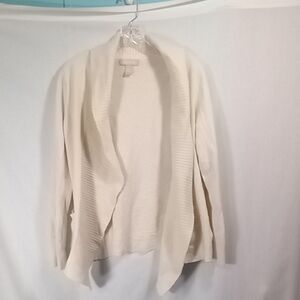 Banana Republic Off White Wool Cashmere Blend Open Front Cardigan Size L